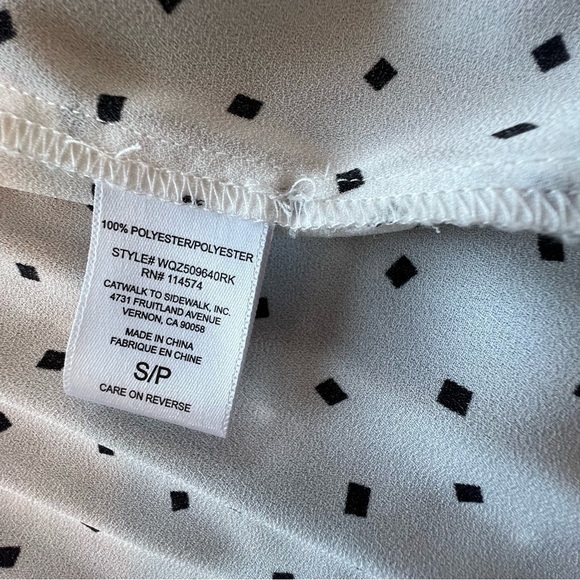 Anthropologie Pleione Top Womens Xs White Black Abstract Oversized Blouse - Picture 4 of 8